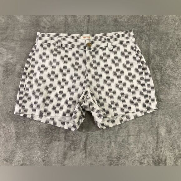 Gap Khakis Shorts Women's 2 Gray Geometric Print Chino Preppy Casual Summer - Picture 2 of 10